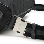 Gucci GG Nylon Body Bag Waist Hip Shoulder Leather Black Outlet — view 6