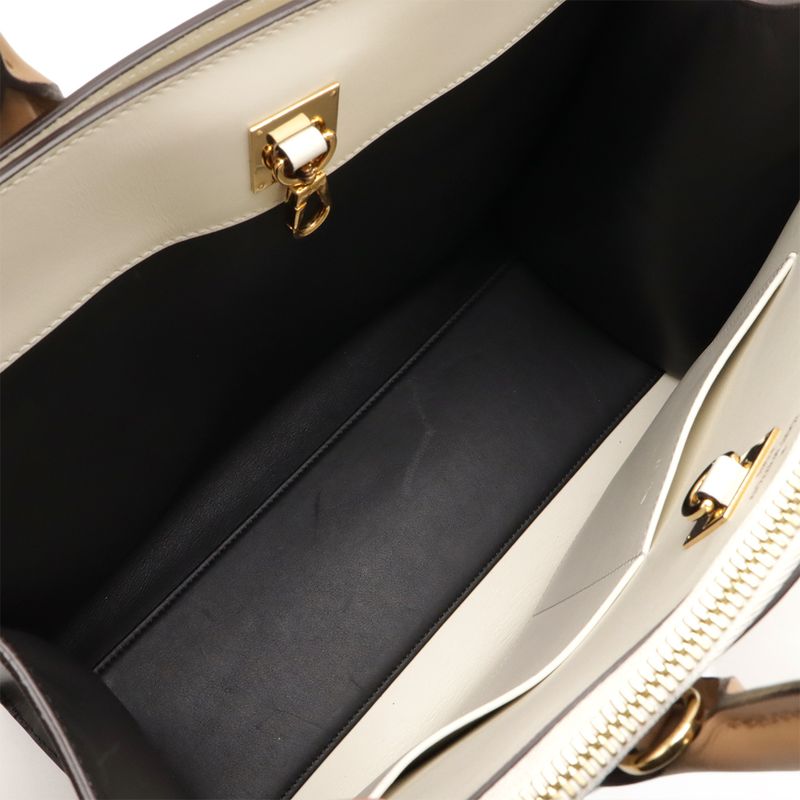 Louis Vuitton City Steamer MM Handbag 2-Way Shoulder Bicolor Leather White — view 7