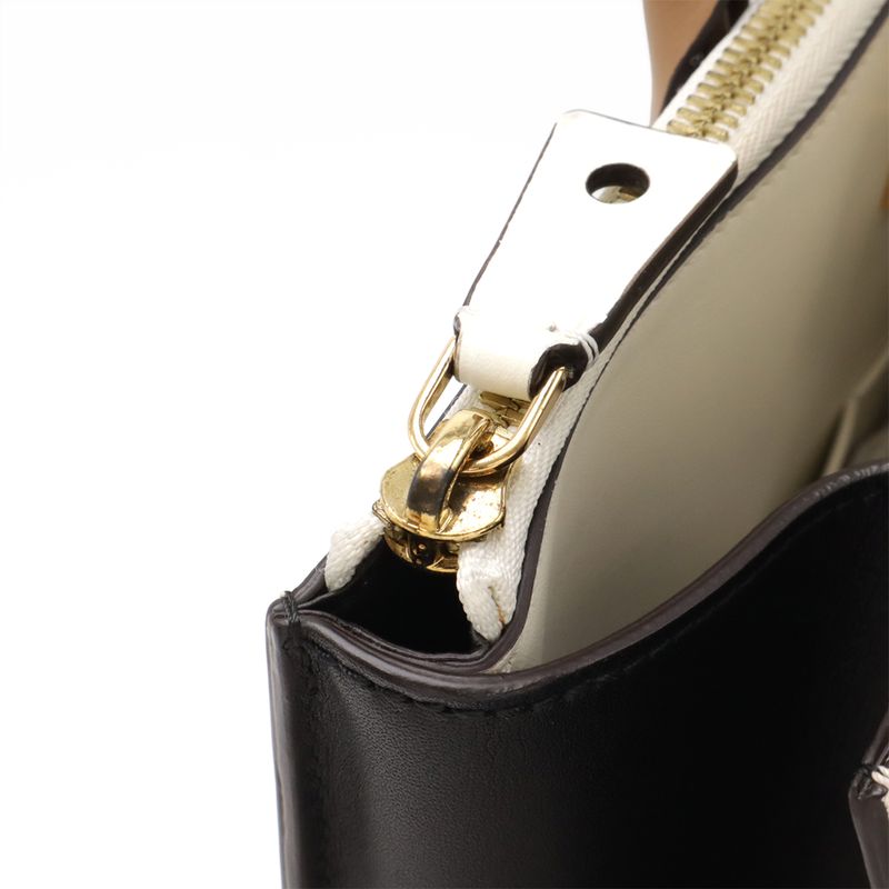 Louis Vuitton City Steamer MM Handbag 2-Way Shoulder Bicolor Leather White — view 4