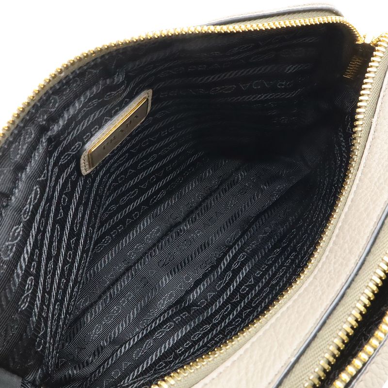 Prada Shoulder Bag 2-Way Pochette Crossbody Striped Leather Argilla — view 8