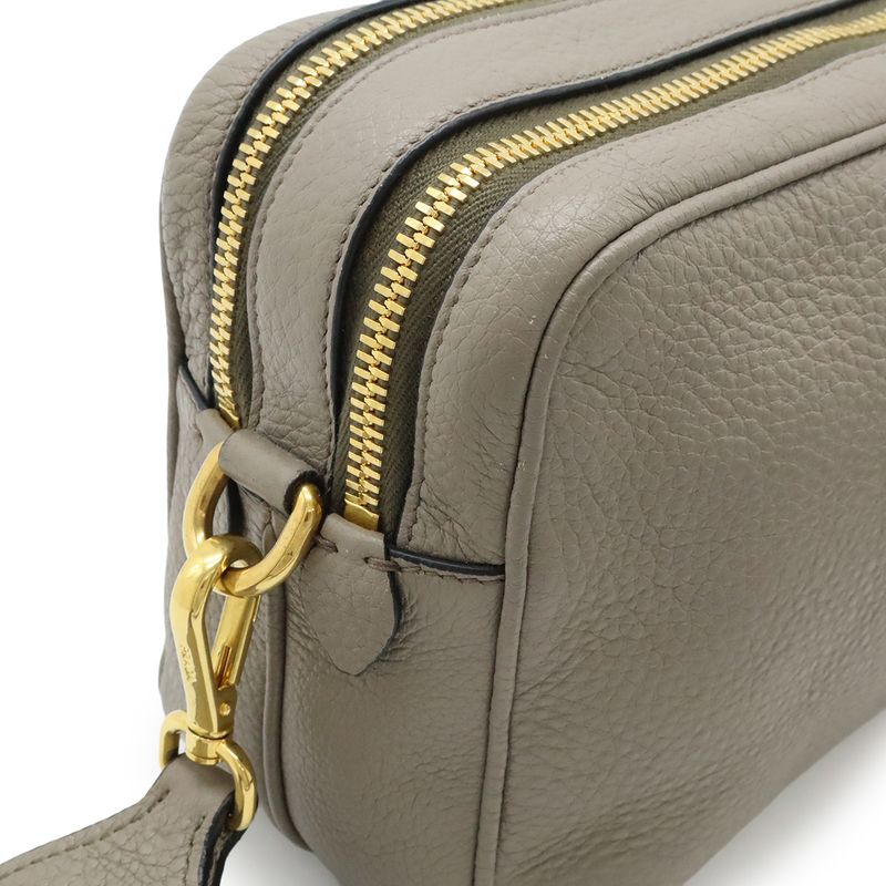 Prada Shoulder Bag 2-Way Pochette Crossbody Striped Leather Argilla — view 5