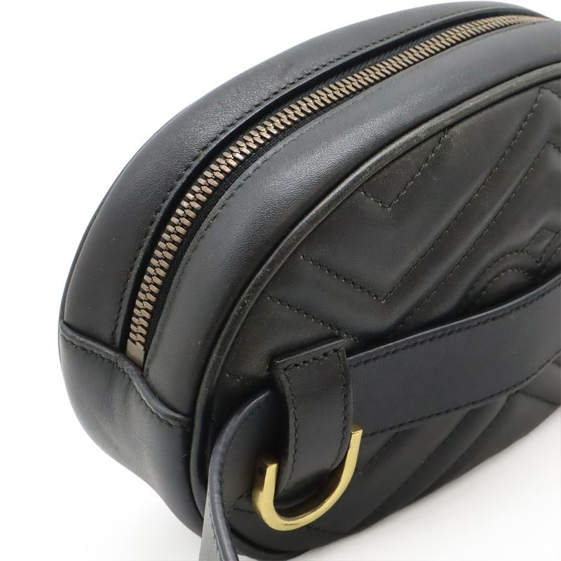 Gucci GG Marmont Belt Bag Body Waist Pouch Quilted Leather Black — view 5