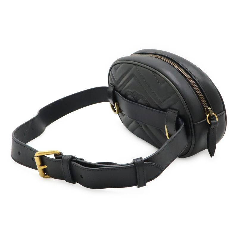 Gucci GG Marmont Belt Bag Body Waist Pouch Quilted Leather Black — view 3