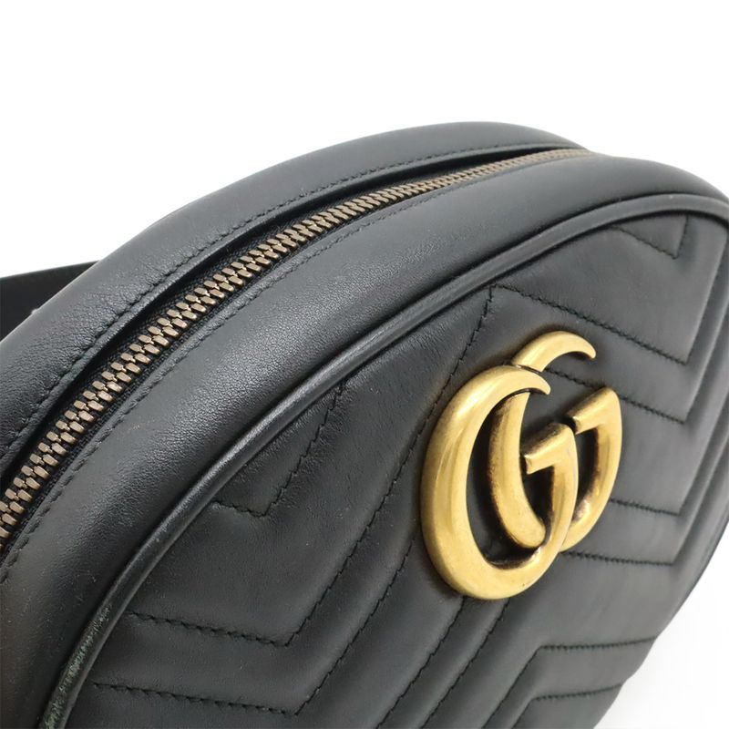 Gucci GG Marmont Belt Bag Body Waist Pouch Quilted Leather Black — view 8