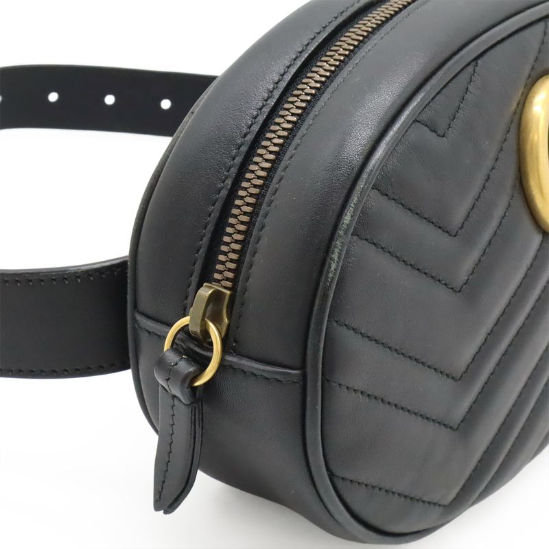 Gucci GG Marmont Belt Bag Body Waist Pouch Quilted Leather Black — view 7