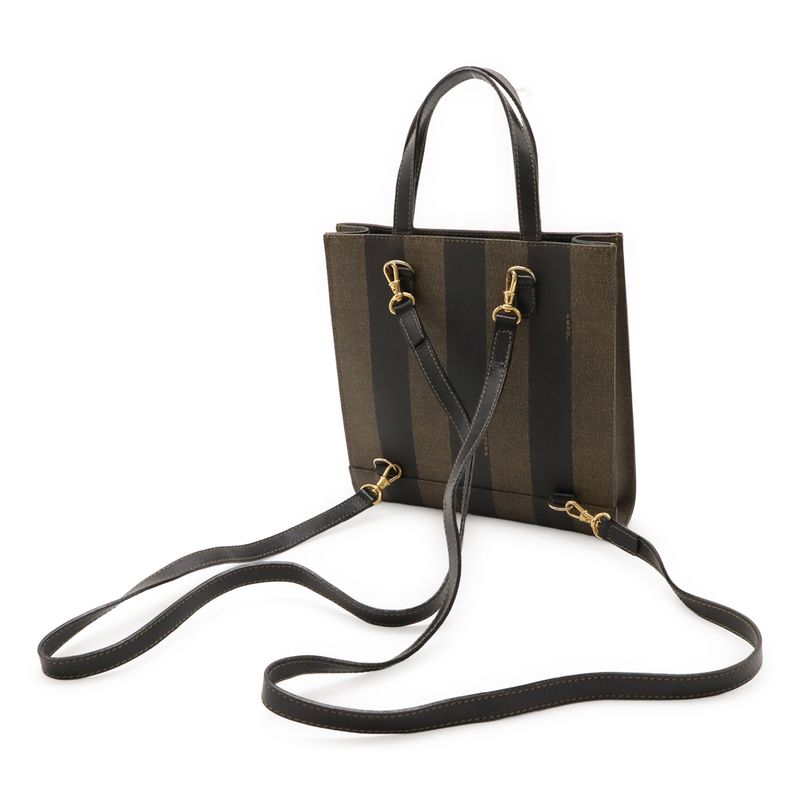 Fendi Pekan Handbag 3-Way Shoulder Tote Backpack Rucksack Leather Khaki — view 3