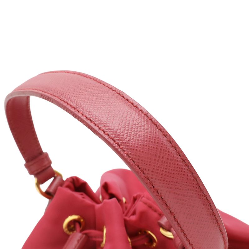 Prada Handbag Bucket Bag Drawstring 2-Way Shoulder Nylon Leather Pink — view 6