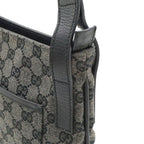 Gucci GG Canvas Shoulder Bag Crossbody Leather Dark Gray Black Outlet — view 5