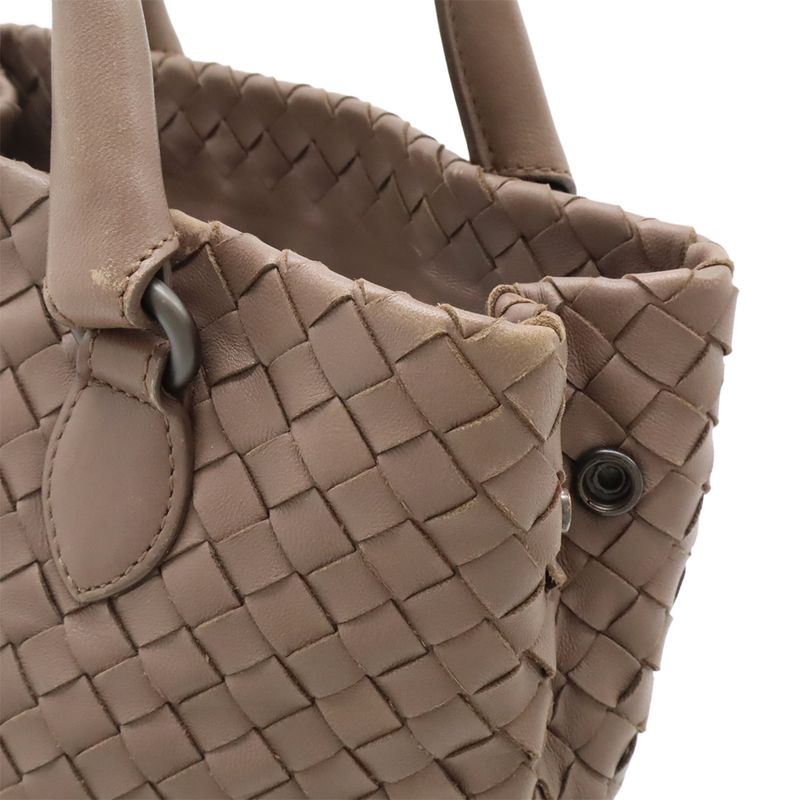 Bottega Veneta Intrecciato Tote Bag Handbag Leather Pink Brown — view 7