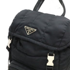 Prada Triangle Logo Backpack Rucksack Sac Quilted Nylon Leather Nero Black — view 9