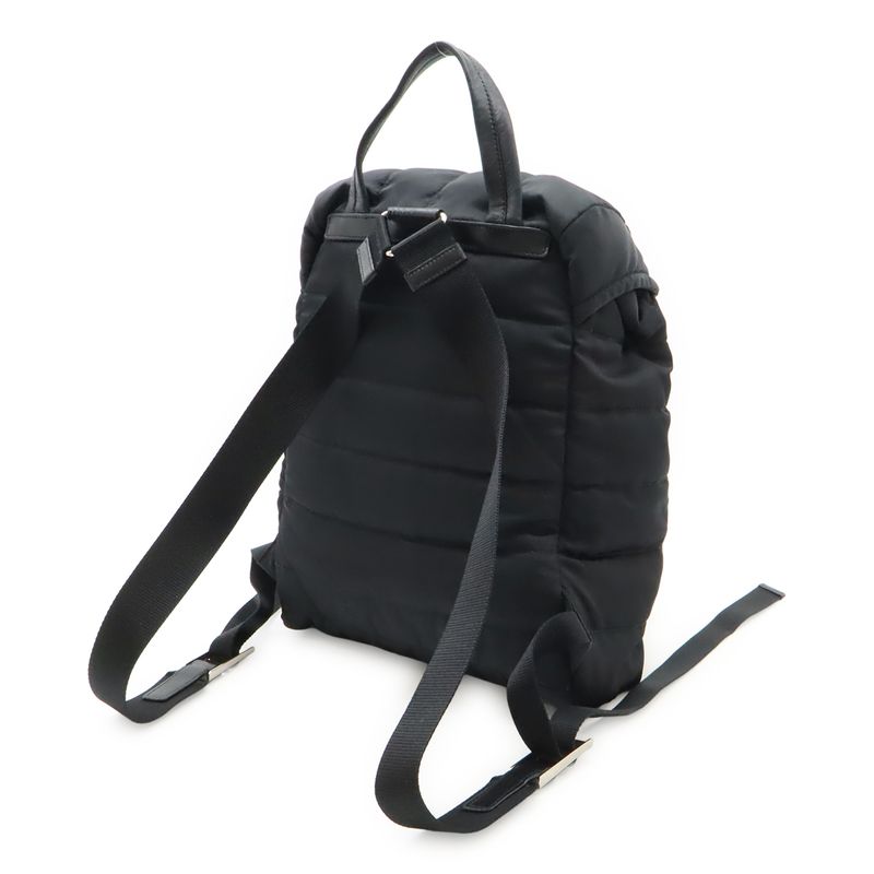 Prada Triangle Logo Backpack Rucksack Sac Quilted Nylon Leather Nero Black — view 3