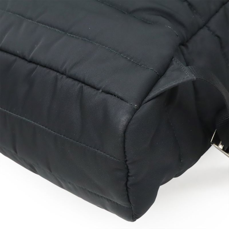 Prada Triangle Logo Backpack Rucksack Sac Quilted Nylon Leather Nero Black — view 4
