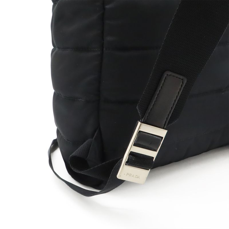 Prada Triangle Logo Backpack Rucksack Sac Quilted Nylon Leather Nero Black — view 6