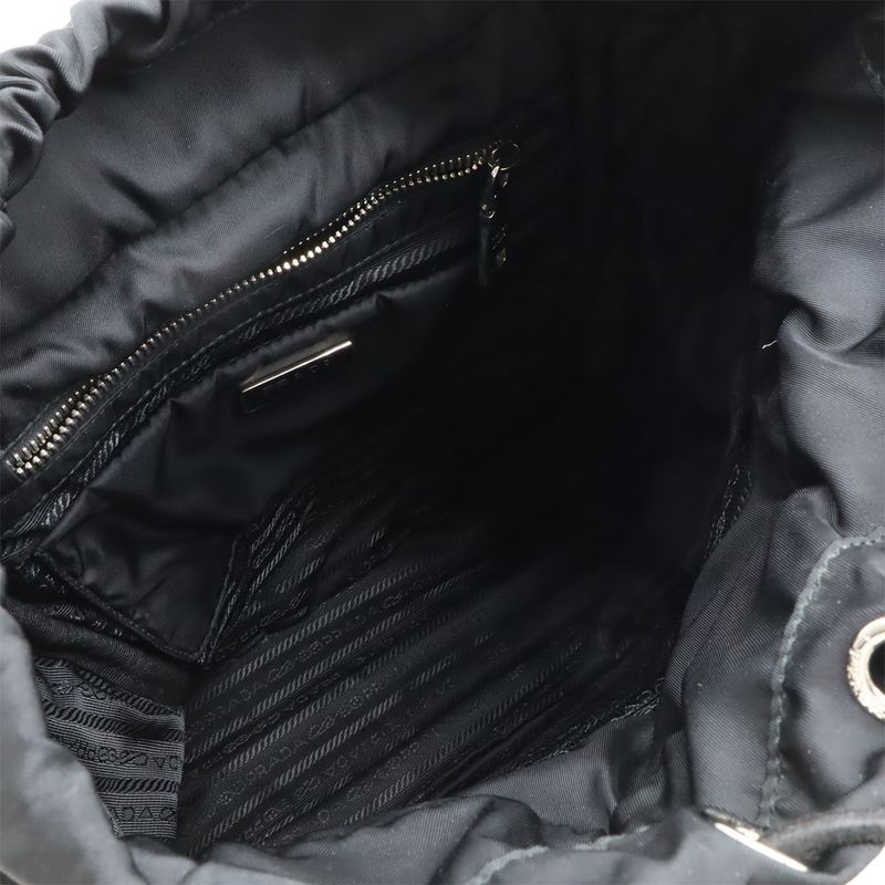 Prada Triangle Logo Backpack Rucksack Sac Quilted Nylon Leather Nero Black — view 8