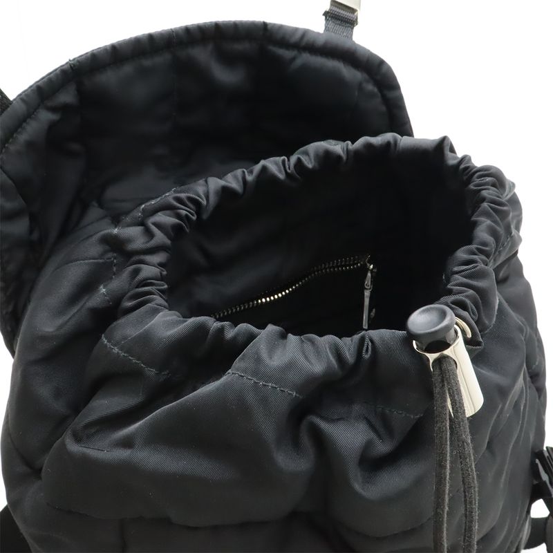 Prada Triangle Logo Backpack Rucksack Sac Quilted Nylon Leather Nero Black — view 7