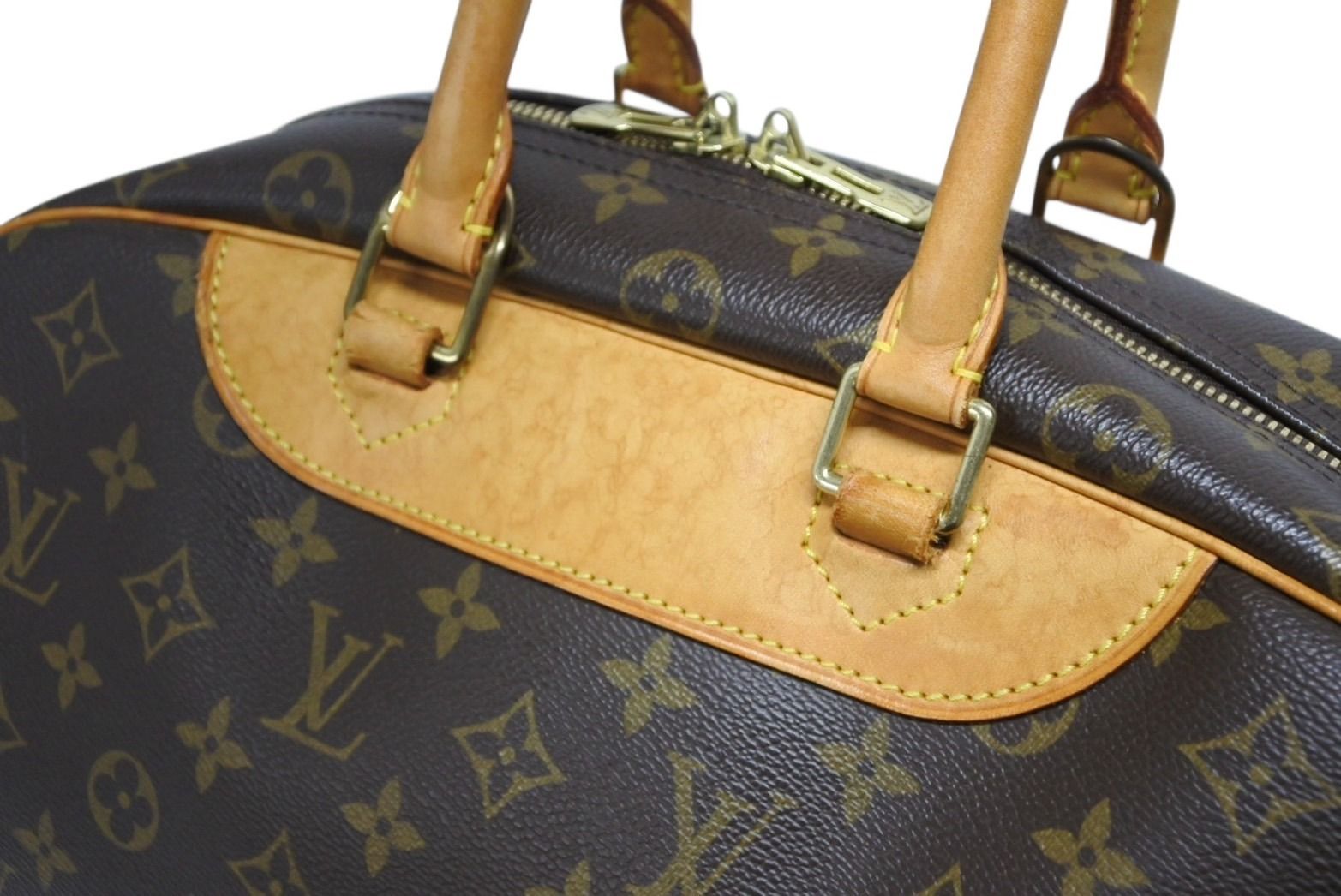 Louis Vuitton Monogram Deauville Handbag Brown Logo Bag — view 4