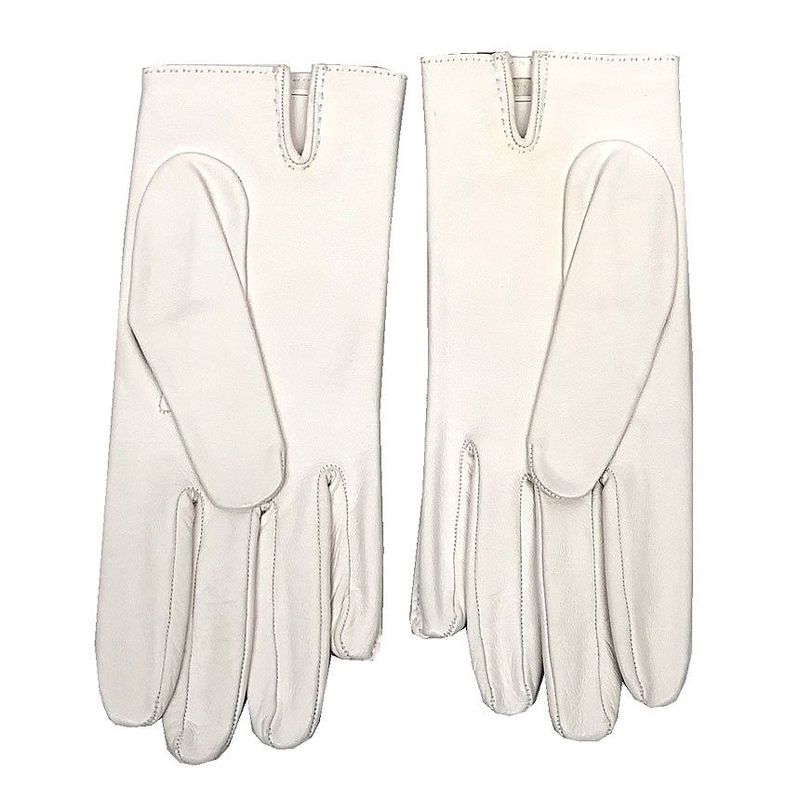 Hermes Leather Gloves 7 1 2 Lambskin White New — view 3