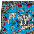 Hermes Carre 90 100% Silk Scarf Marche Du Zambeze On The Zambezi Blue — view 3