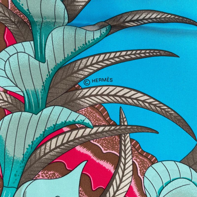 Hermes Carre 90 100% Silk Scarf Marche Du Zambeze On The Zambezi Blue — view 8