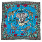 Hermes Carre 90 100% Silk Scarf Marche Du Zambeze On The Zambezi Blue — view 2