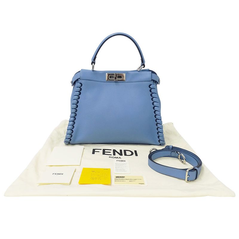 Fendi Bag Shoulder 2-Way Leather Pea Cub Regular Blue — view 7