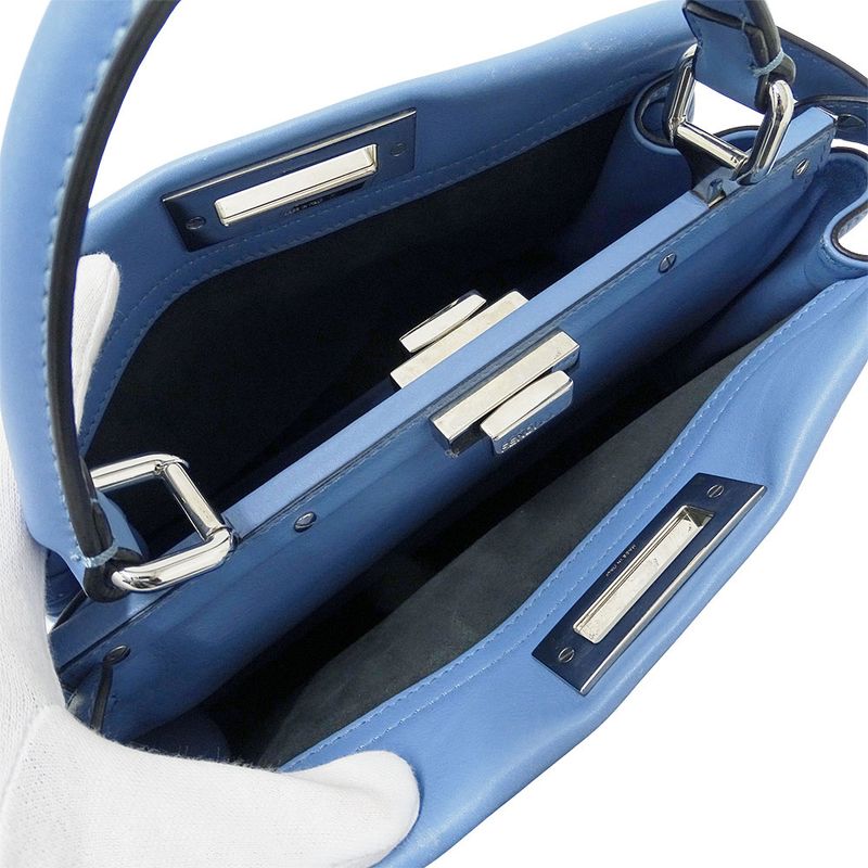 Fendi Bag Shoulder 2-Way Leather Pea Cub Regular Blue — view 8