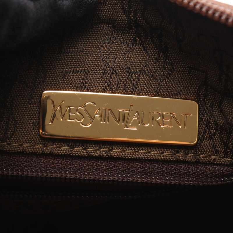 Yves Saint Laurent Handbag Khaki Brown Leather Drum Bag — view 5