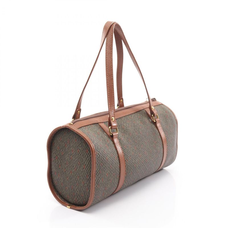 Yves Saint Laurent Handbag Khaki Brown Leather Drum Bag — view 3