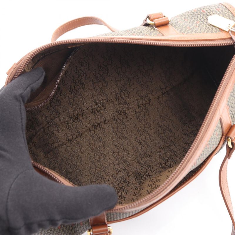 Yves Saint Laurent Handbag Khaki Brown Leather Drum Bag — view 4