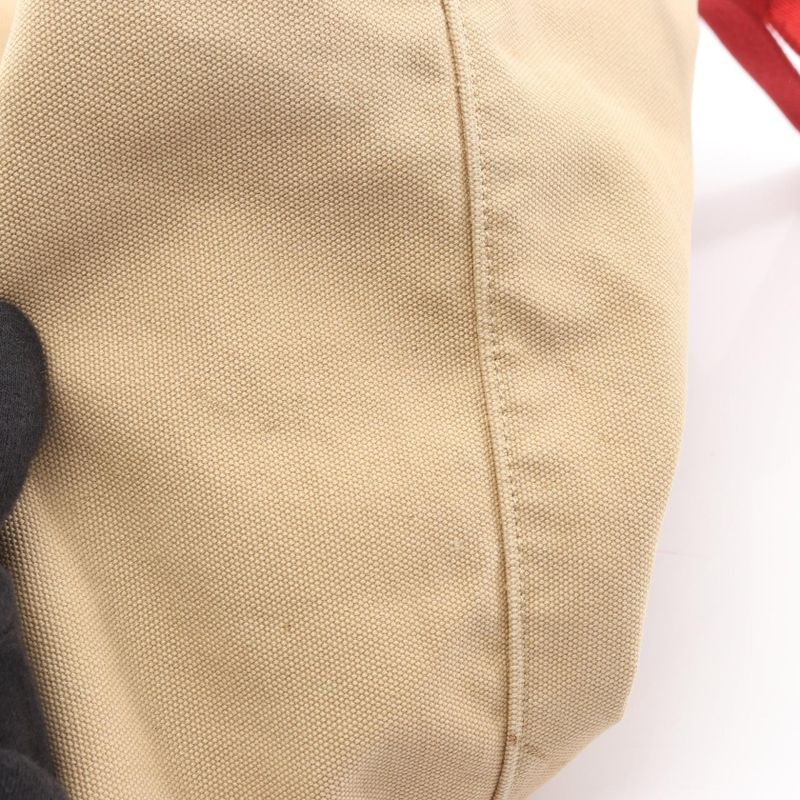 Prada Sport Linea Rossa Tote Bag 4 Va367 Beige Red Canvas — view 9