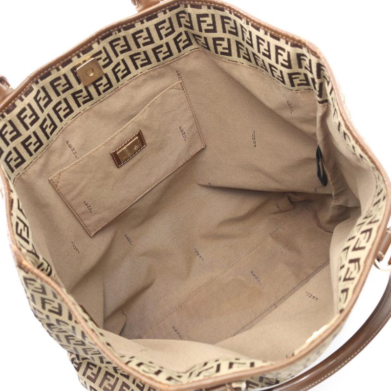 Fendi Tote Bag Zucchino Brown Canvas Leather — view 4