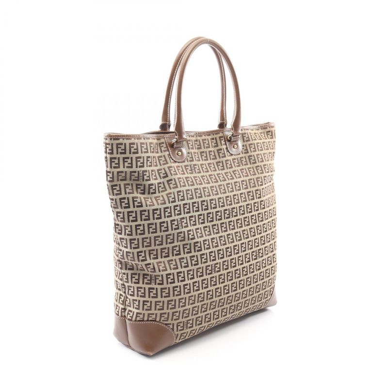 Fendi Tote Bag Zucchino Brown Canvas Leather — view 3