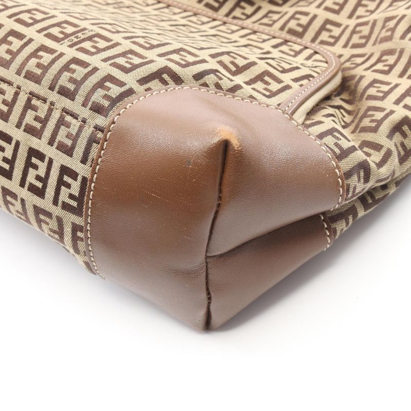 Fendi Tote Bag Zucchino Brown Canvas Leather — view 7