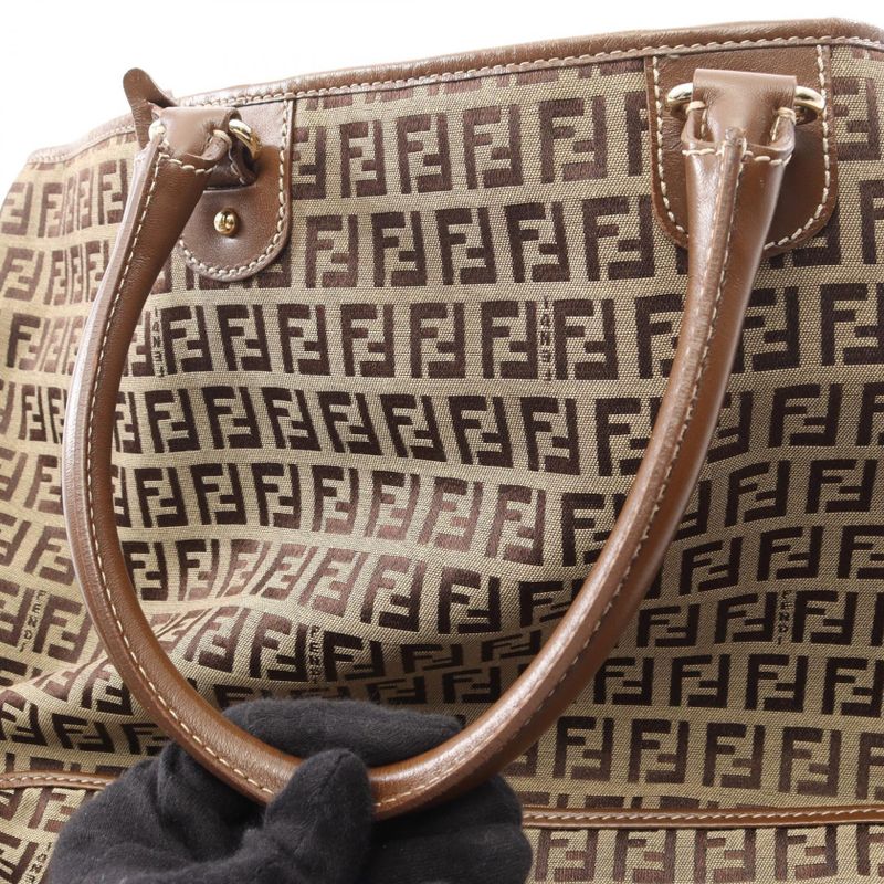 Fendi Tote Bag Zucchino Brown Canvas Leather — view 8
