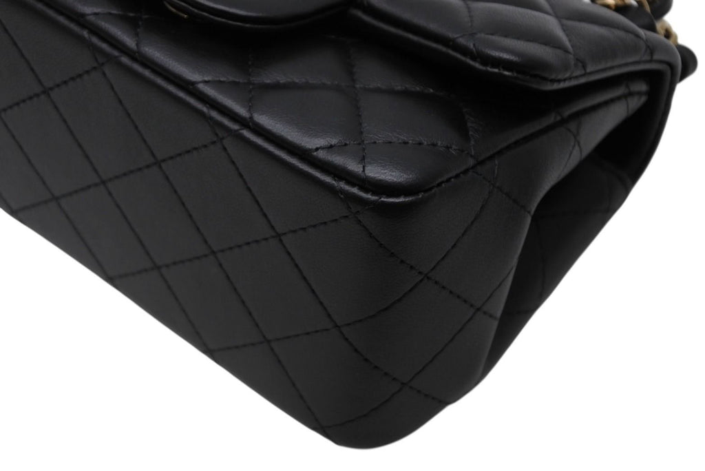 Chanel Mini Quilted 16 S Flap S Chain Shoulder Bag Base CC Logo Lambskin Black — view 6