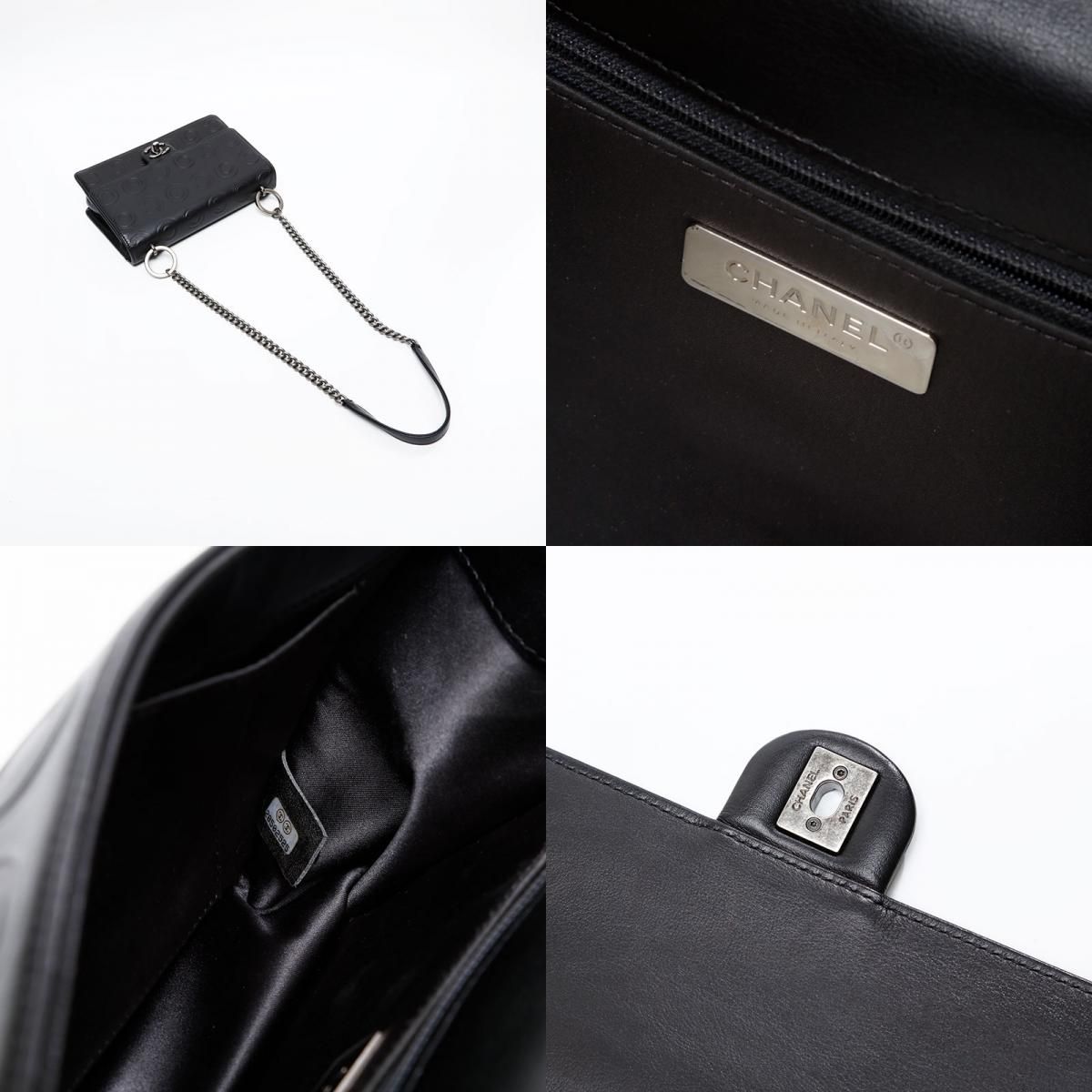 Chanel Shoulder Bag Gunmetal Chain Coco — view 9