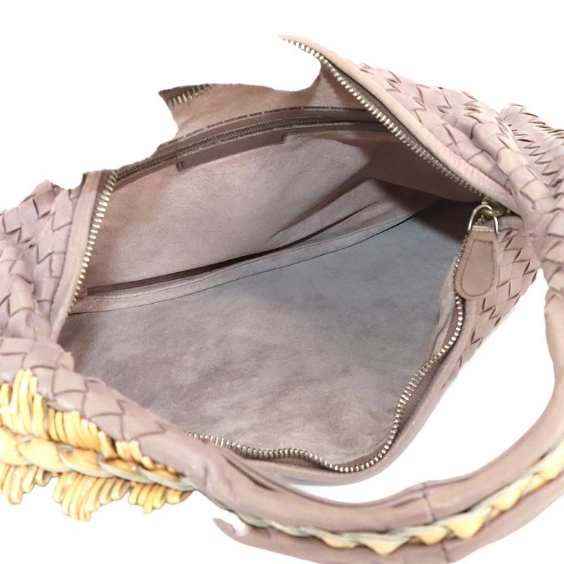 Bottega Veneta Intrecciato Hobo One Shoulder Bag Leather Purple Silver Hardware — view 8