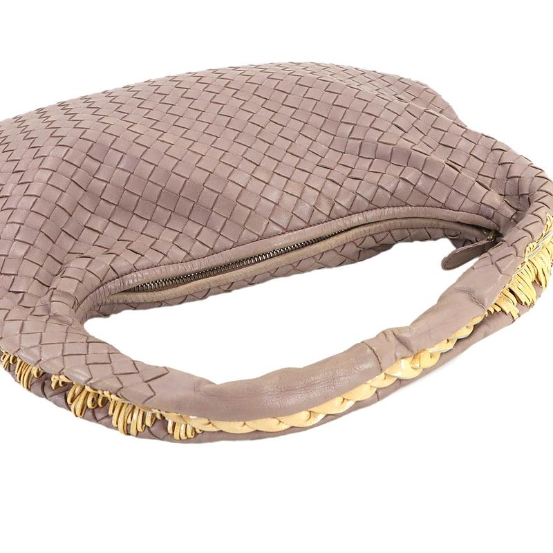Bottega Veneta Intrecciato Hobo One Shoulder Bag Leather Purple Silver Hardware — view 7