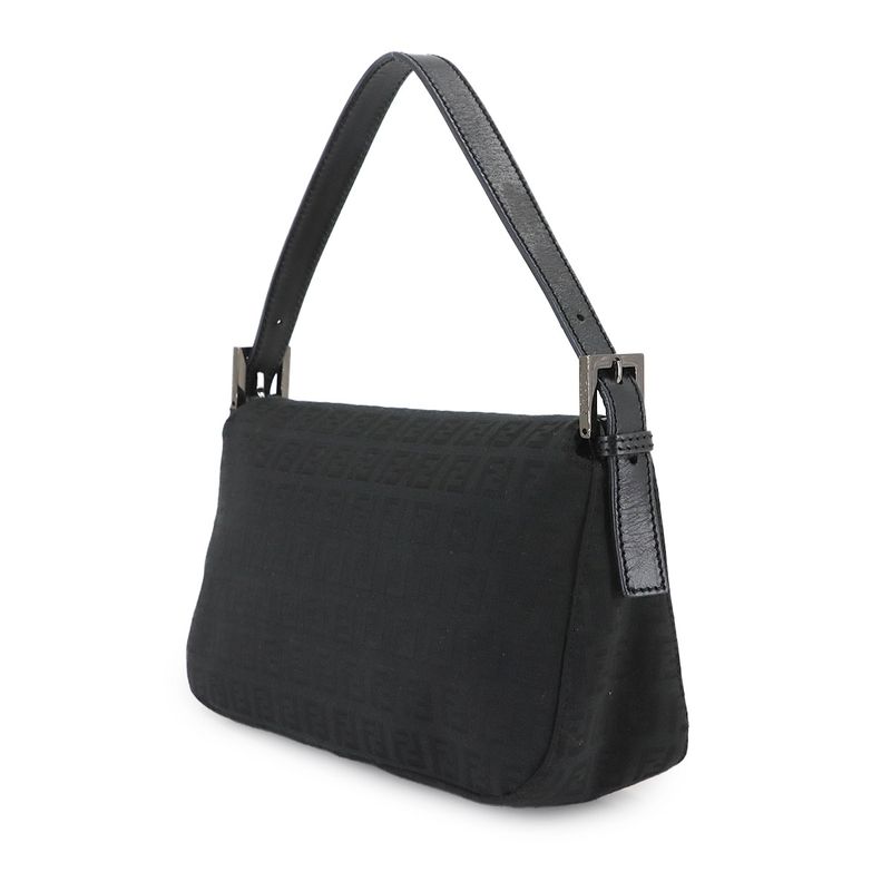 Fendi Zucchino Mamma Baguette Shoulder Bag Canvas Leather Black 8 Br003 — view 4