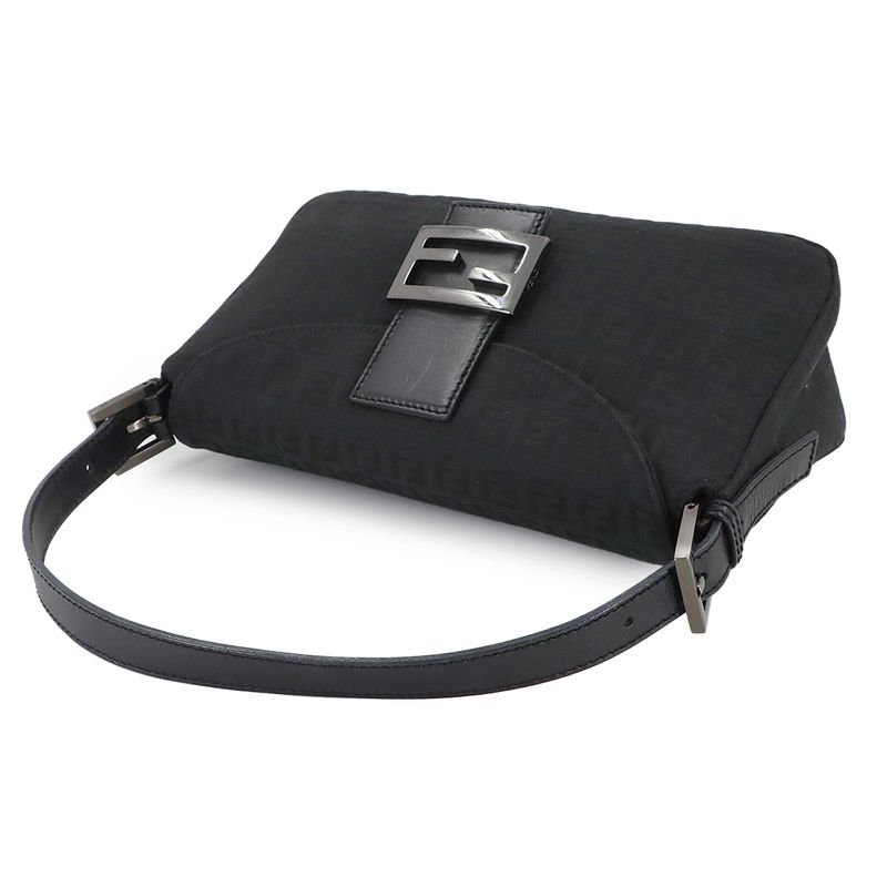 Fendi Zucchino Mamma Baguette Shoulder Bag Canvas Leather Black 8 Br003 — view 6