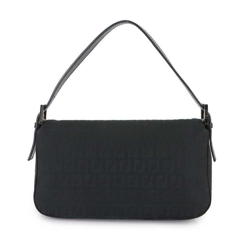 Fendi Zucchino Mamma Baguette Shoulder Bag Canvas Leather Black 8 Br003 — view 3
