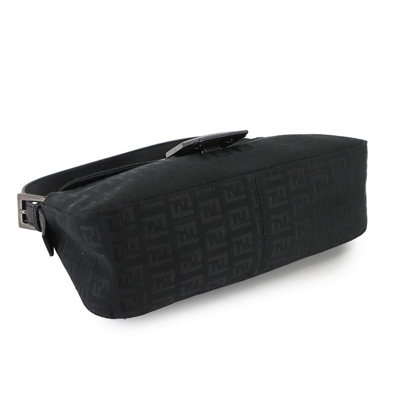 Fendi Zucchino Mamma Baguette Shoulder Bag Canvas Leather Black 8 Br003 — view 5