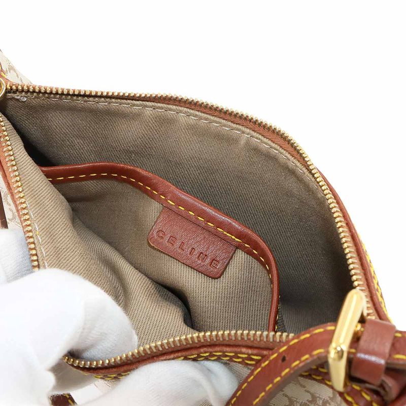 Celine Macadam Hand Bag Canvas Leather Beige Brown Gold Hardware Vintage — view 8