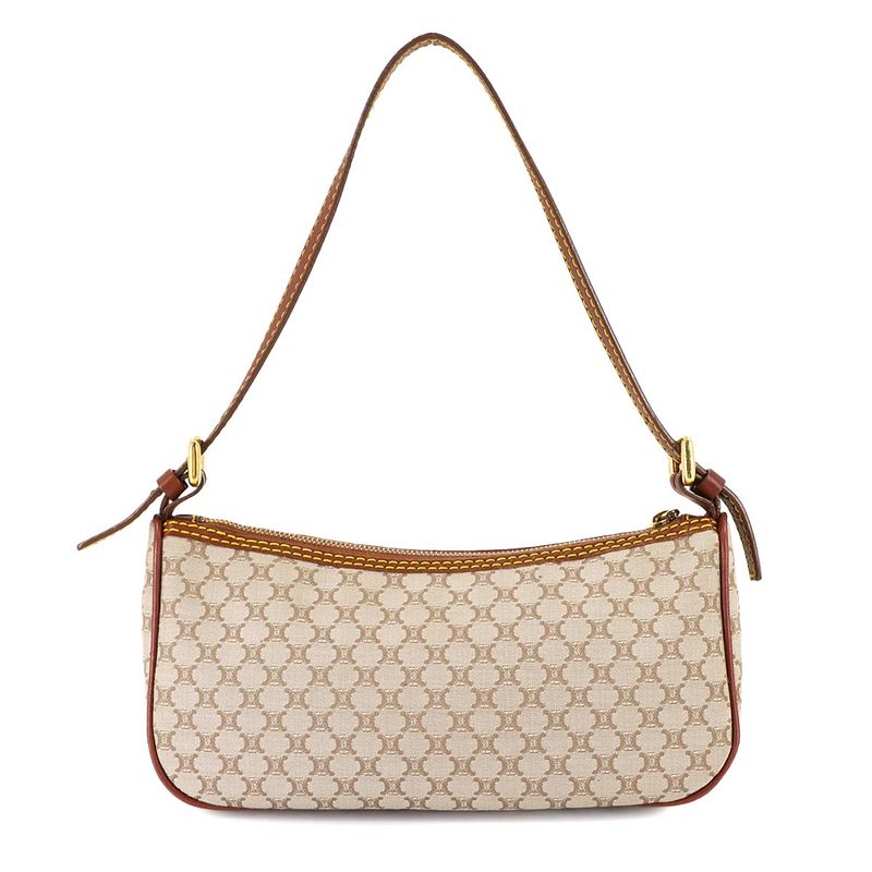 Celine Macadam Hand Bag Canvas Leather Beige Brown Gold Hardware Vintage — view 3