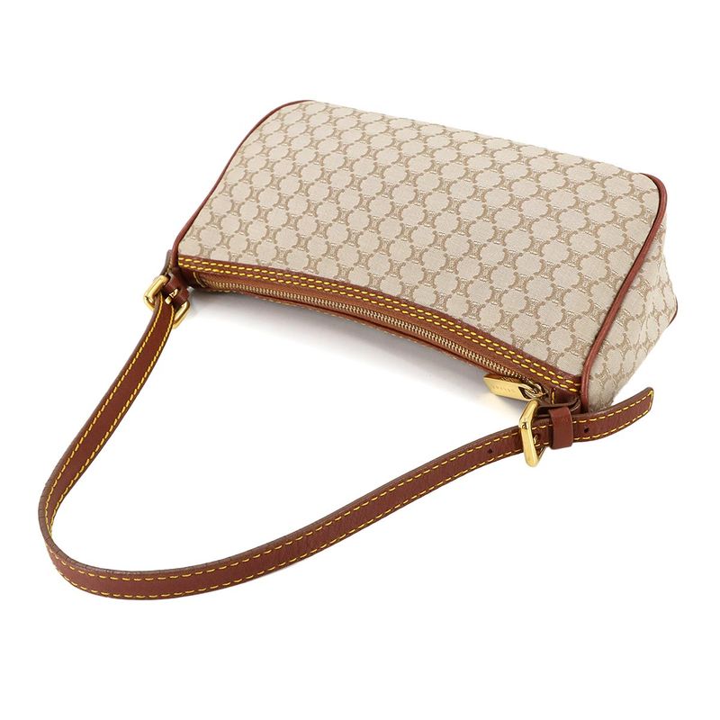 Celine Macadam Hand Bag Canvas Leather Beige Brown Gold Hardware Vintage — view 6