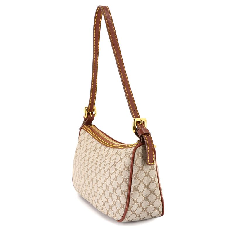 Celine Macadam Hand Bag Canvas Leather Beige Brown Gold Hardware Vintage — view 4