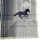 Hermes Carre 90 Mouchoir Imprime H AU Galop Horse Pattern White — view 6