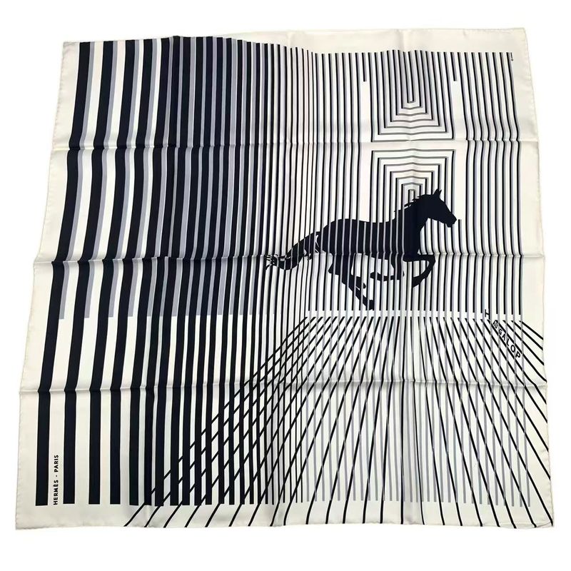 Hermes Carre 90 Mouchoir Imprime H AU Galop Horse Pattern White — view 2