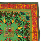 Hermes Scarf 100% Silk Early America Good Vintage Animal Pattern Green Box — view 4