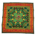 Hermes Scarf 100% Silk Early America Good Vintage Animal Pattern Green Box — view 2